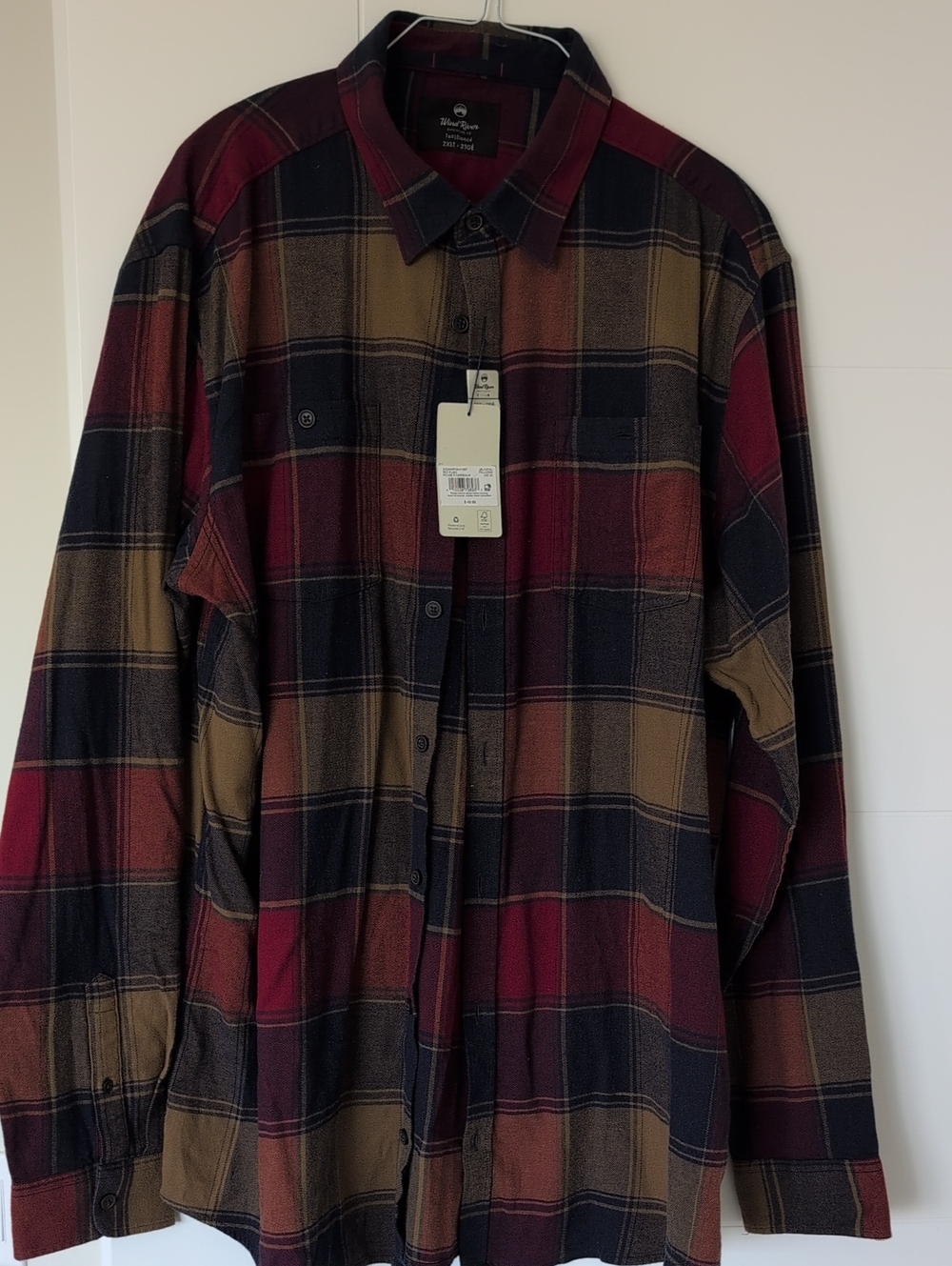 Men's Plaid Flannel Shirt - Burgundy/Black/Tan